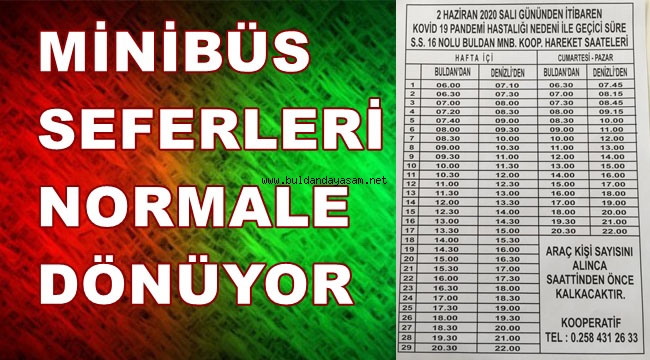 BULDAN-DENİZLİ-BULDAN MİNİBÜSLERİNDE SEFER SAYISI ARTTI
