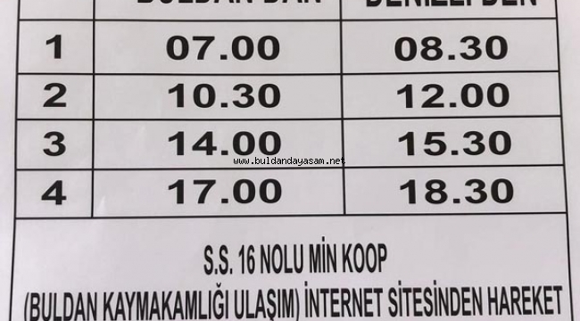 BAYRAMDA BULDAN-DENİZLİ ARASINDA 4 ARAÇ SEFER YAPACAK