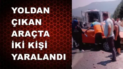 YOLDAN ÇIKAN ARAÇTA İKİ YARALI