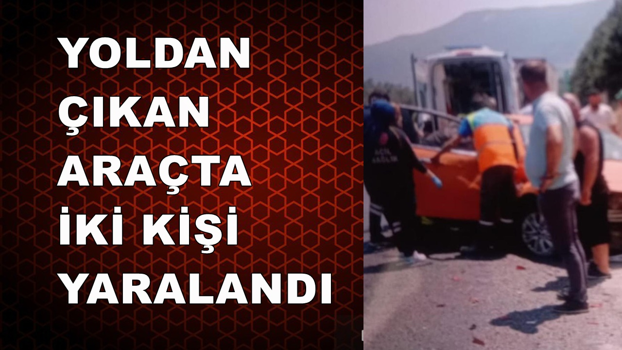 YOLDAN ÇIKAN ARAÇTA İKİ YARALI