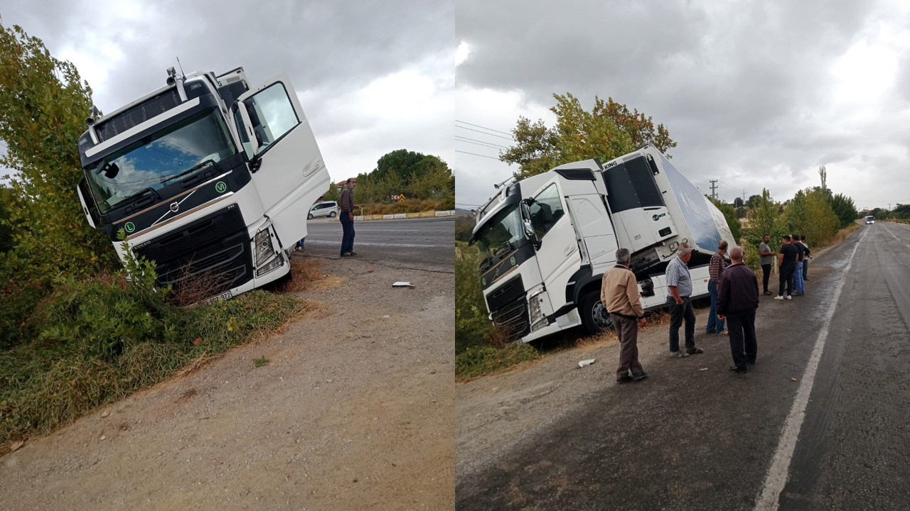 DERBENT’TE TIR ŞARAMPOLE GİRDİ