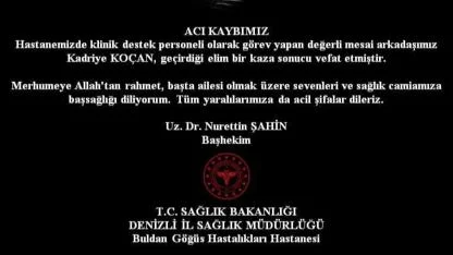 BAŞHEKİM NURETTİN ŞAHİN'DEN BAŞSAĞLIĞI MESAJI