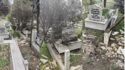 YIKILAN AĞAÇLAR KABİRLERE ZARAR VERDİ