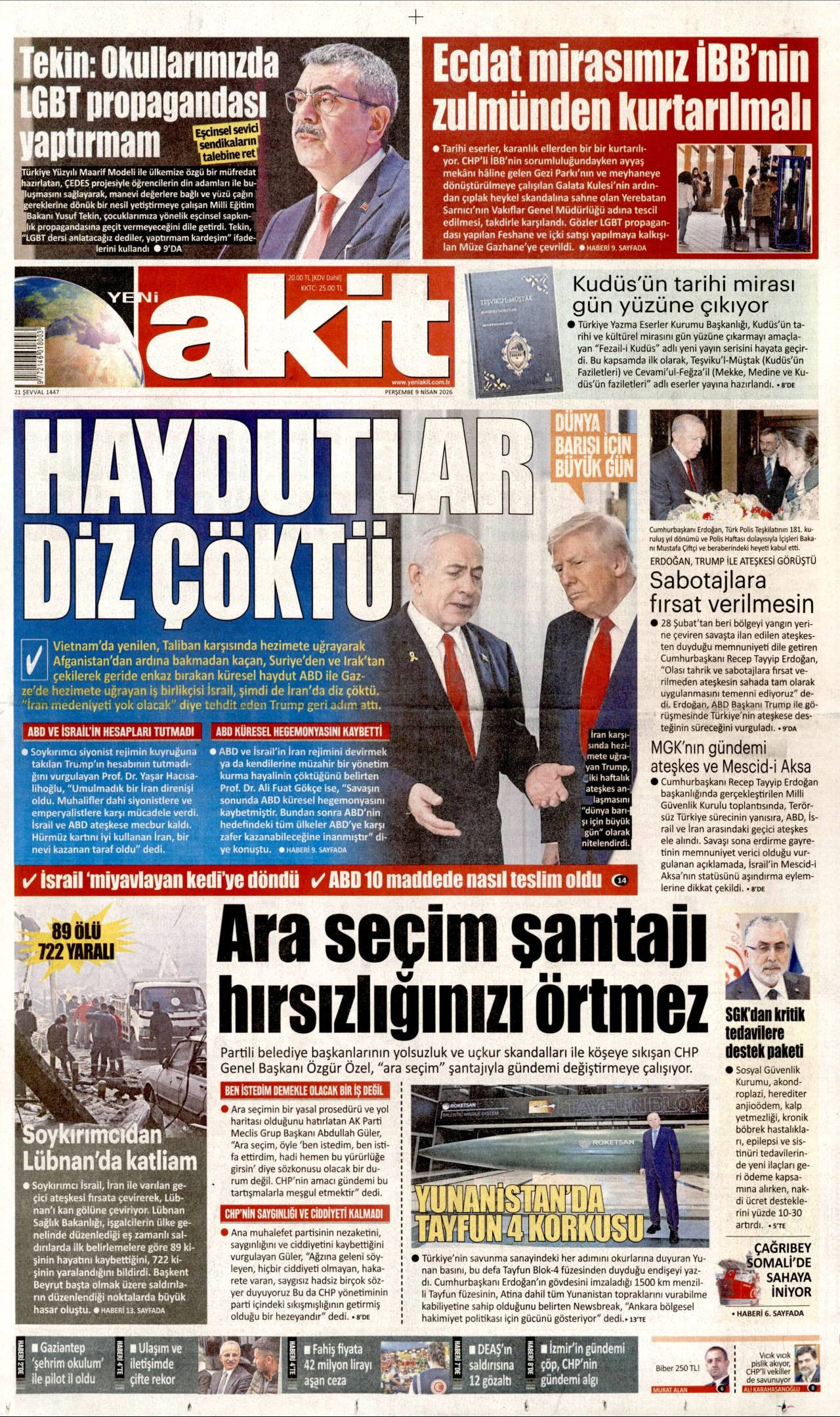 Yeni Akit Gazetesi Gazete Manşeti