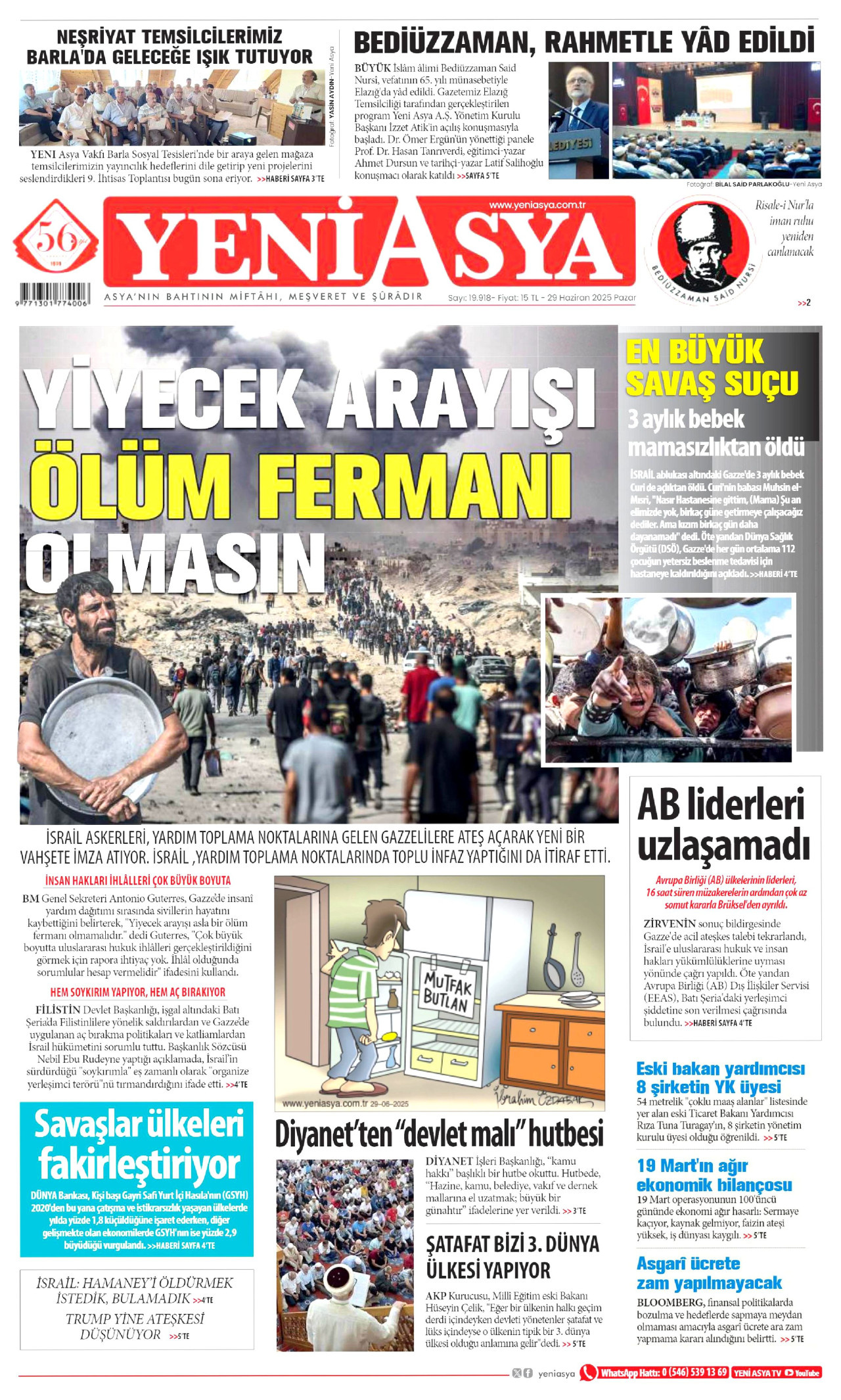 YENİ ASYA Gazete Manşeti