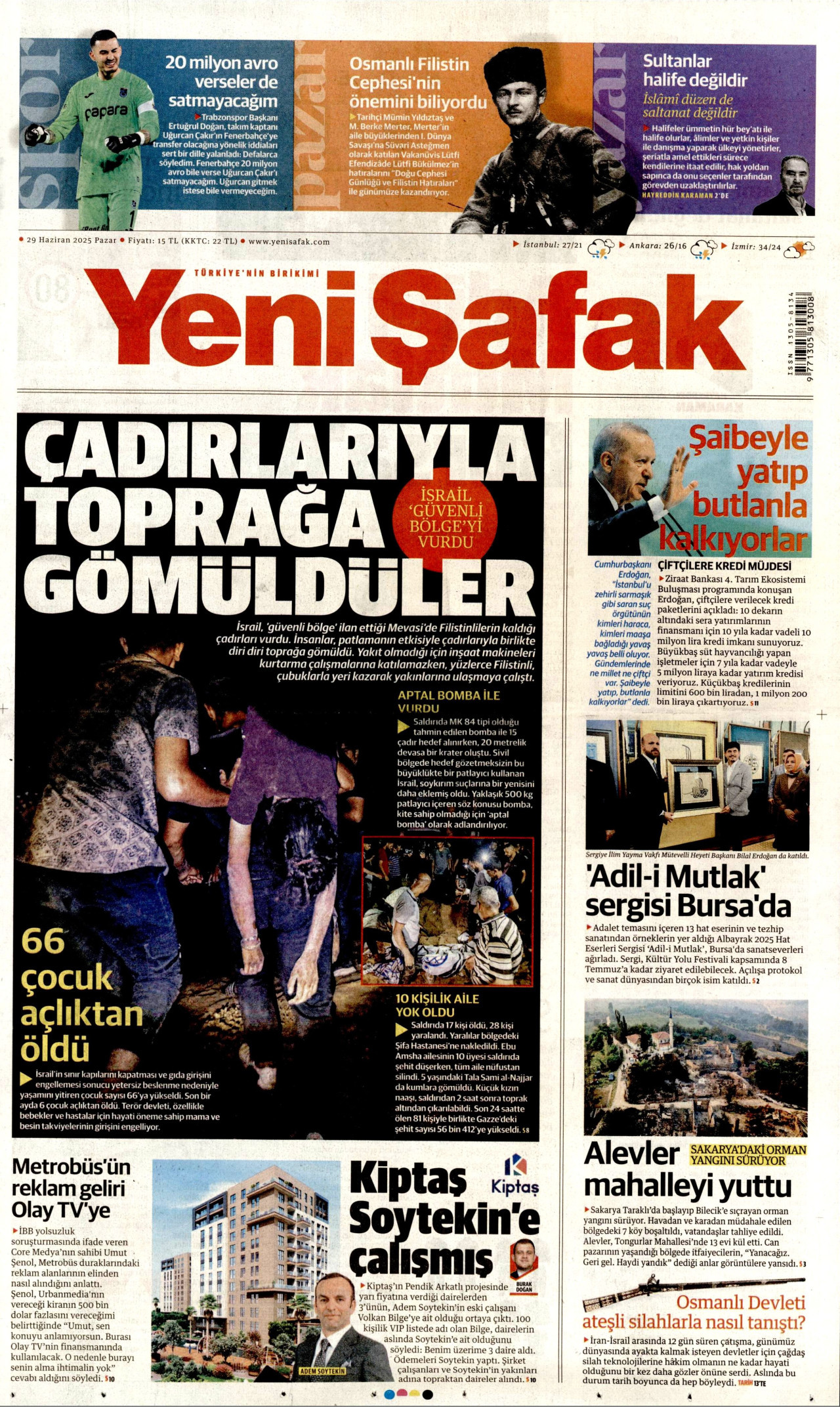 YENİ ŞAFAK Gazete Manşeti